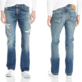 Blaue Männer Baumwolle Stretch Basic Wash Fashion Wash Freizeitkleidung Slim Fit Gerade Denim Jeans